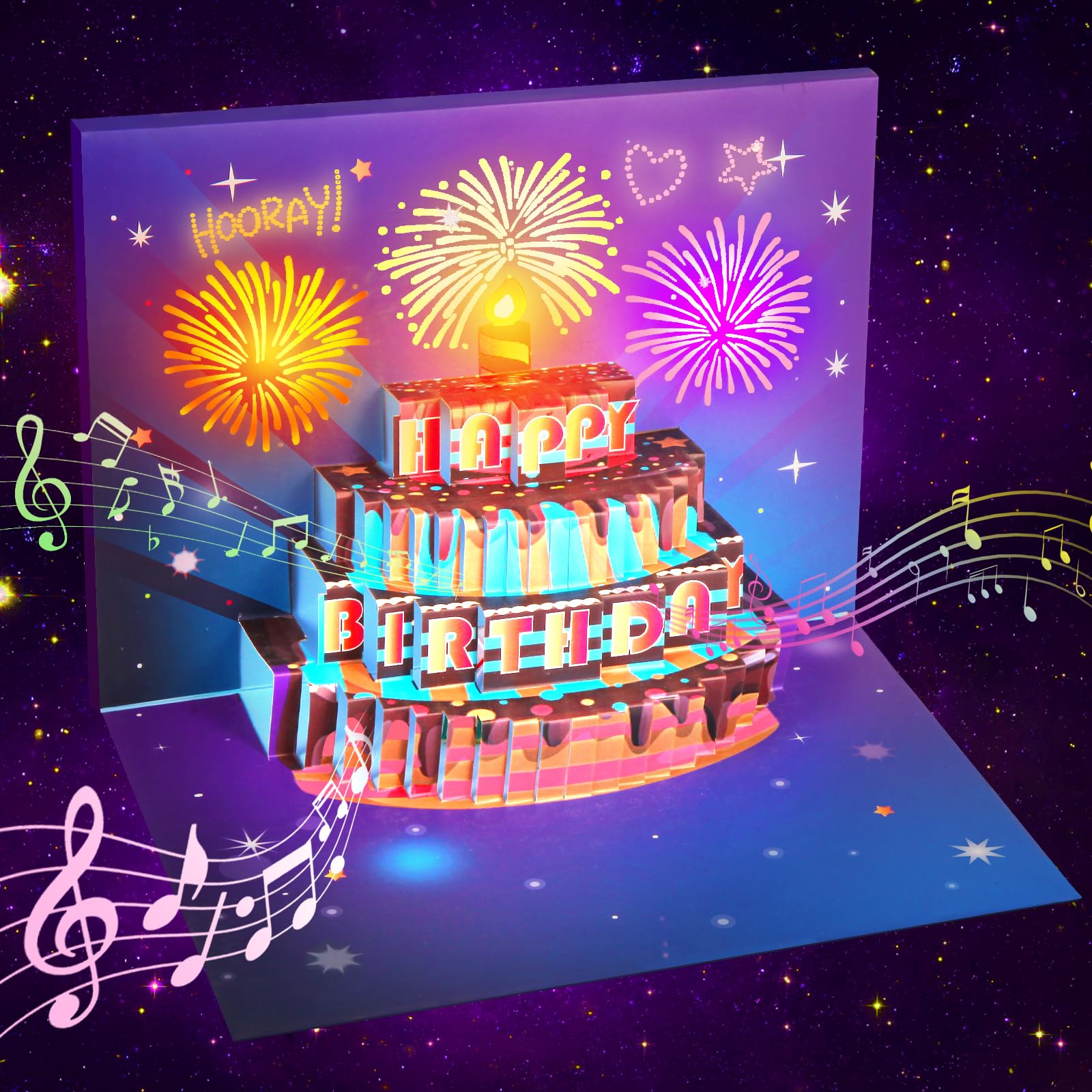 Amazon.com : YHJZ Birthday Cards Fireworks Pop Up Cake Happy
